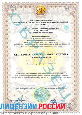 Образец сертификата соответствия аудитора №ST.RU.EXP.00014299-1 Шелехов Сертификат ISO 14001